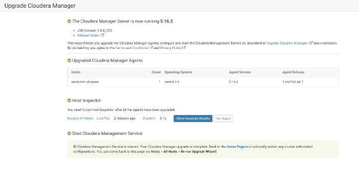 Upgrade Cloudera Manager Screen